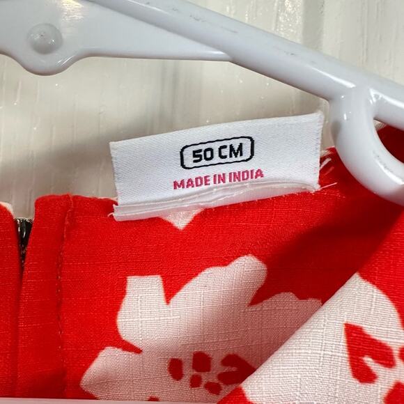 Peppermint Floral Ruffle Sleeve Dress size 2-3 YRS 50cm Red White - Picture 6 of 9